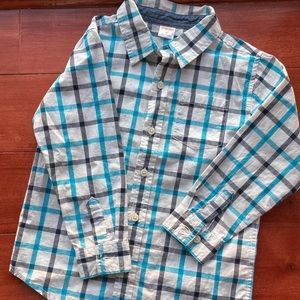 EUC Gymboree Teal and Navy Button Down